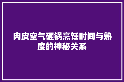 肉皮空气砸锅烹饪时间与熟度的神秘关系 旧房改造