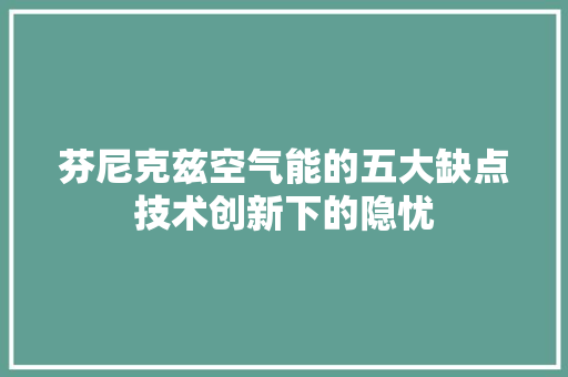 芬尼克兹空气能的五大缺点技术创新下的隐忧 家具修理