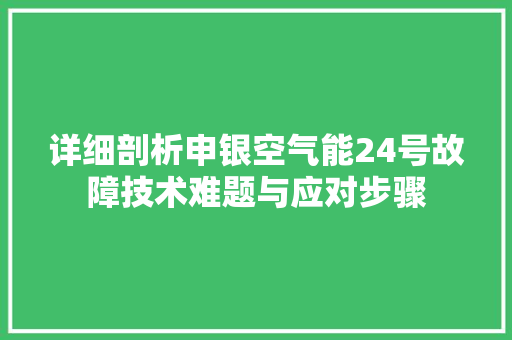 详细剖析申银空气能24号故障技术难题与应对步骤 水电维修