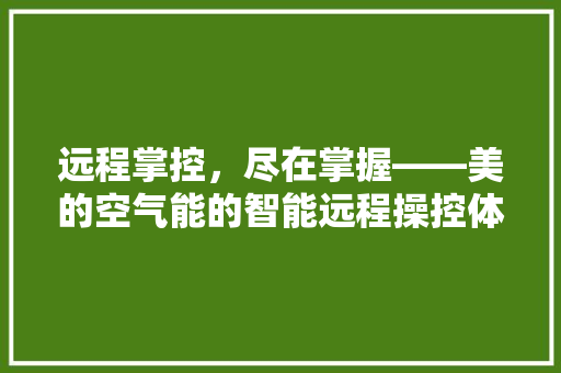 远程掌控，尽在掌握——美的空气能的智能远程操控体验 空调