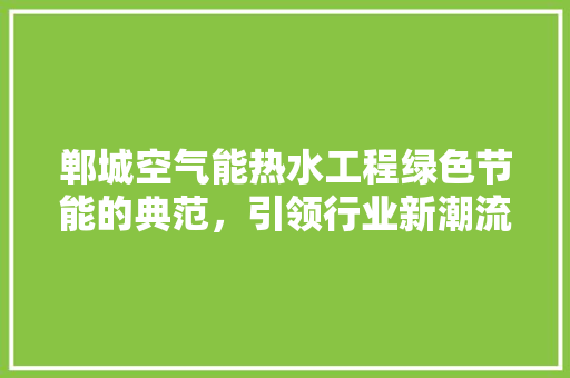郸城空气能热水工程绿色节能的典范，引领行业新潮流 洁具维修