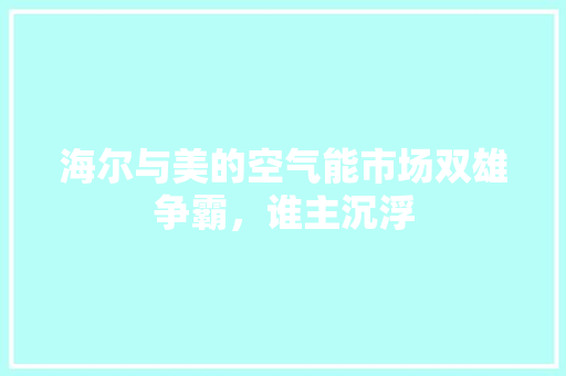 海尔与美的空气能市场双雄争霸，谁主沉浮 洗衣机