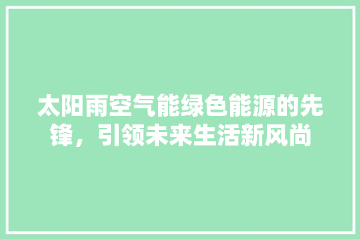 太阳雨空气能绿色能源的先锋，引领未来生活新风尚 局部翻新