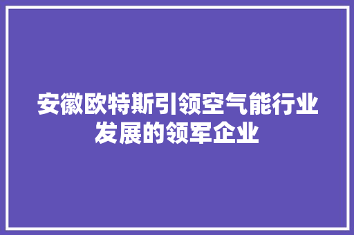安徽欧特斯引领空气能行业发展的领军企业 旧房改造