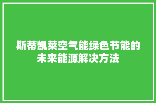 斯蒂凯莱空气能绿色节能的未来能源解决方法 热水器
