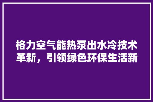 格力空气能热泵出水冷技术革新，引领绿色环保生活新潮流 冰箱