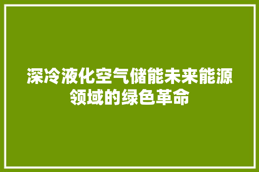 深冷液化空气储能未来能源领域的绿色革命 水电维修
