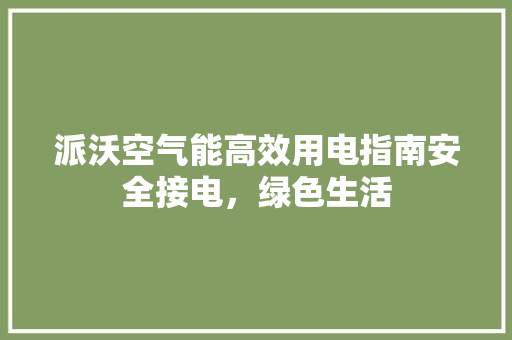 派沃空气能高效用电指南安全接电，绿色生活 清洁保养