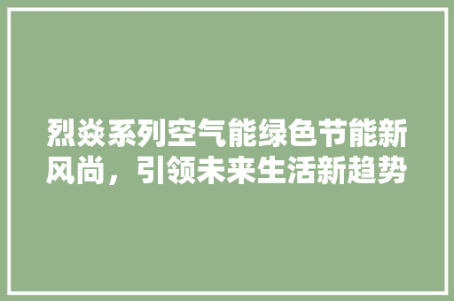 烈焱系列空气能绿色节能新风尚，引领未来生活新趋势 局部翻新