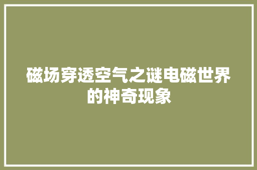 磁场穿透空气之谜电磁世界的神奇现象 家具修理