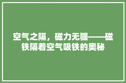 空气之隔，磁力无疆——磁铁隔着空气吸铁的奥秘 灯具安装