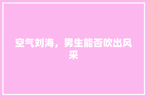 空气刘海，男生能否吹出风采 龙头管件
