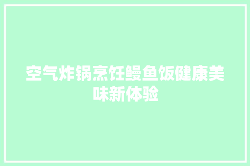 空气炸锅烹饪鳗鱼饭健康美味新体验 家电维护