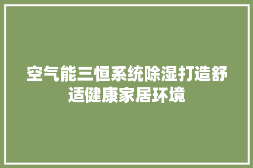 空气能三恒系统除湿打造舒适健康家居环境 家居维修
