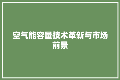 空气能容量技术革新与市场前景 洁具维修