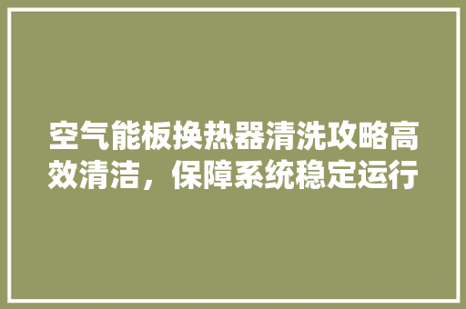 空气能板换热器清洗攻略高效清洁，保障系统稳定运行 家具修理