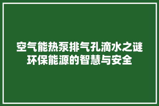 空气能热泵排气孔滴水之谜环保能源的智慧与安全 翻新改色
