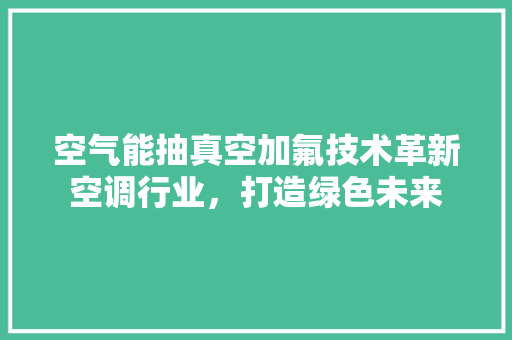 空气能抽真空加氟技术革新空调行业，打造绿色未来 清洁保养