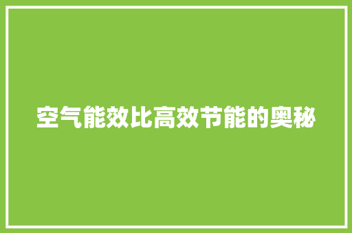 空气能效比高效节能的奥秘 局部翻新