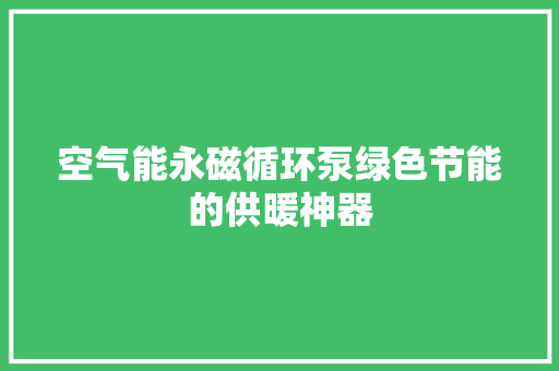 空气能永磁循环泵绿色节能的供暖神器 水电维修