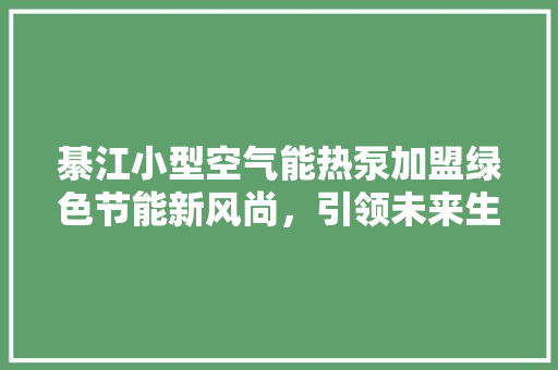 綦江小型空气能热泵加盟绿色节能新风尚，引领未来生活潮流 家电维护