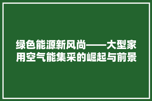 绿色能源新风尚——大型家用空气能集采的崛起与前景 洗衣机