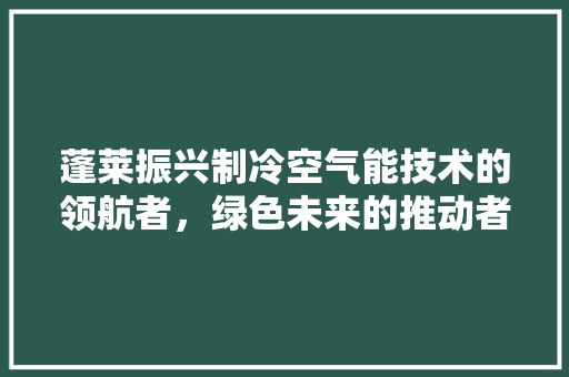 蓬莱振兴制冷空气能技术的领航者，绿色未来的推动者 洁具维修