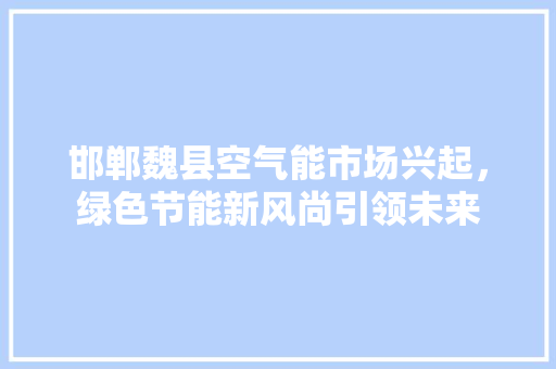 邯郸魏县空气能市场兴起，绿色节能新风尚引领未来 龙头管件