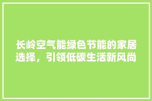 长岭空气能绿色节能的家居选择，引领低碳生活新风尚 翻新改色