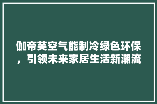 伽帝芙空气能制冷绿色环保，引领未来家居生活新潮流 龙头管件