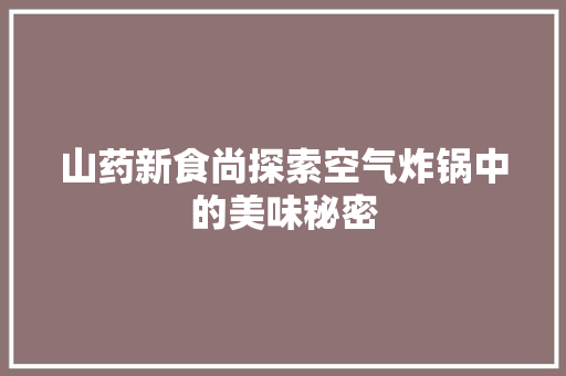 山药新食尚探索空气炸锅中的美味秘密 冰箱