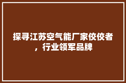 探寻江苏空气能厂家佼佼者，行业领军品牌 热水器