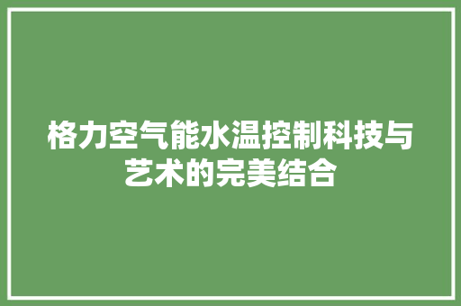 格力空气能水温控制科技与艺术的完美结合 家电维护