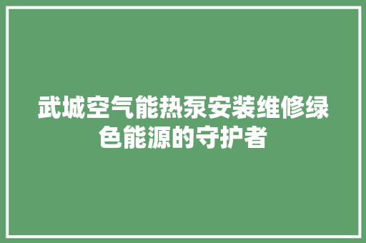 武城空气能热泵安装维修绿色能源的守护者 旧房改造