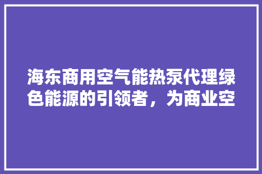 海东商用空气能热泵代理绿色能源的引领者，为商业空间带来温暖与节能 贴膜