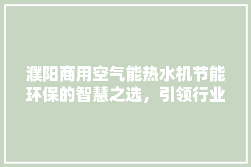 濮阳商用空气能热水机节能环保的智慧之选，引领行业新风尚 旧房改造