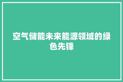 空气储能未来能源领域的绿色先锋 热水器