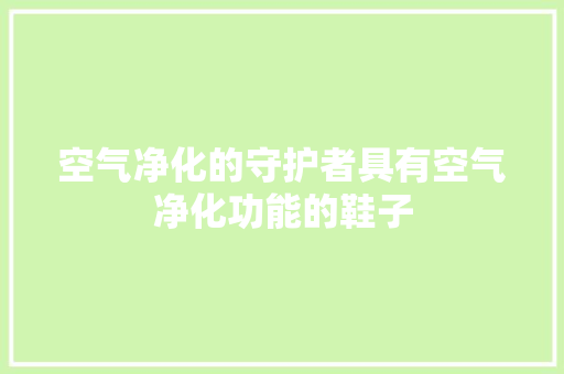 空气净化的守护者具有空气净化功能的鞋子 家电维护