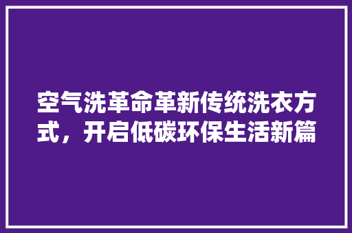 空气洗革命革新传统洗衣方式，开启低碳环保生活新篇章 空调