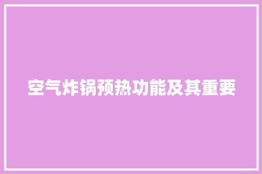 空气炸锅预热功能及其重要 水电维修