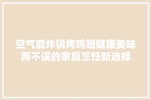 空气能炸锅烤鸡翅健康美味两不误的家庭烹饪新选择 龙头管件