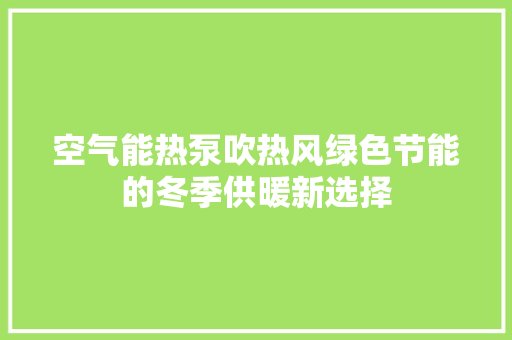 空气能热泵吹热风绿色节能的冬季供暖新选择 空调