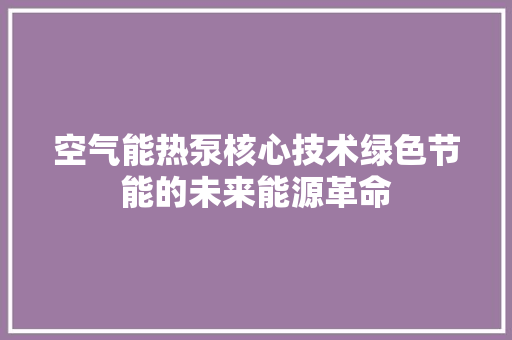 空气能热泵核心技术绿色节能的未来能源革命 热水器