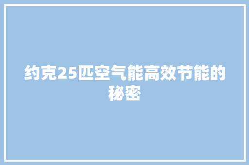 约克25匹空气能高效节能的秘密 龙头管件