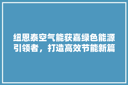 纽恩泰空气能获嘉绿色能源引领者，打造高效节能新篇章 冰箱