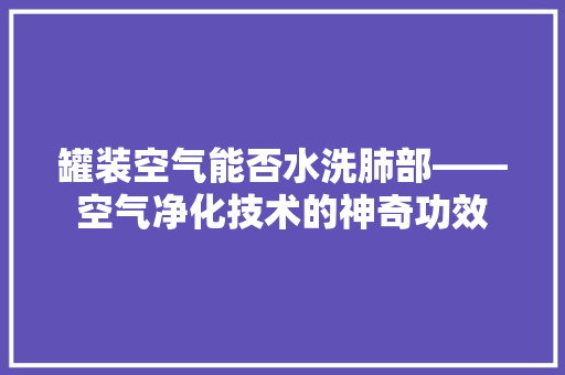 罐装空气能否水洗肺部——空气净化技术的神奇功效 冰箱