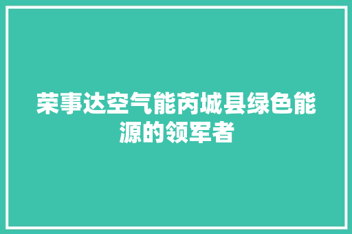 荣事达空气能芮城县绿色能源的领军者 热水器