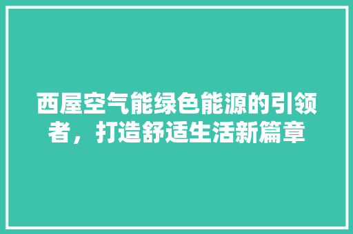 西屋空气能绿色能源的引领者，打造舒适生活新篇章 翻新改色
