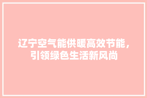 辽宁空气能供暖高效节能，引领绿色生活新风尚 旧房改造