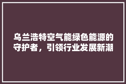乌兰浩特空气能绿色能源的守护者，引领行业发展新潮流 家电维护